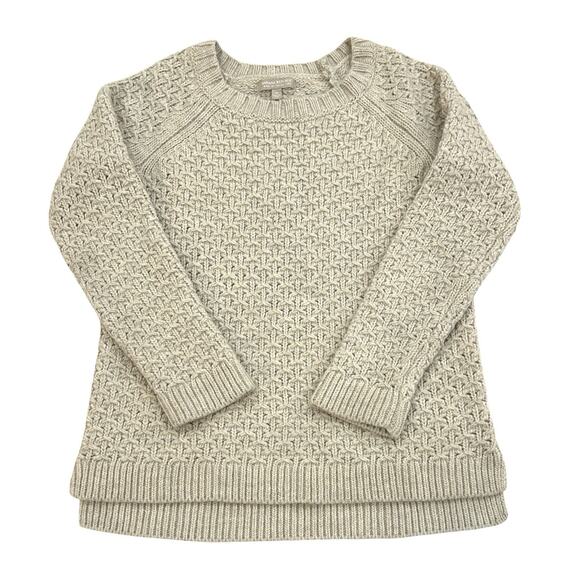 Banana Republic Cable Knit Pullover Sweater Womens M Beige Alpaca & Wool Blend - Picture 3 of 7